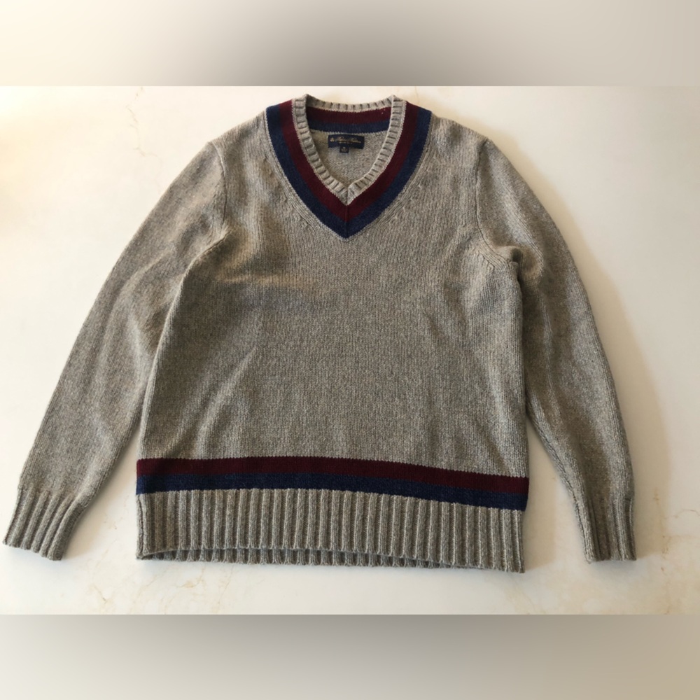 Brooks Brothers grayish beige varsity sweater